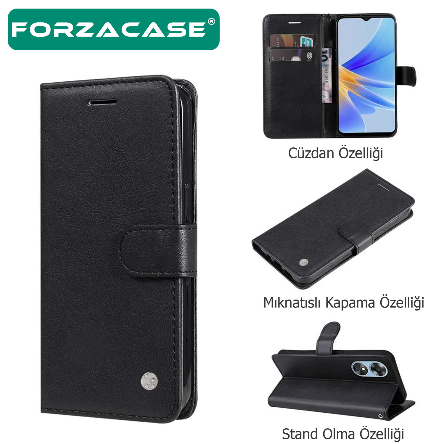 Forzacase%20Samsung%20Galaxy%20A13%205G%20uyumlu%20Klasik%20Serisi%20Mıknatıs%20Kapaklı%20Standlı%20Cüzdan%20Kılıf