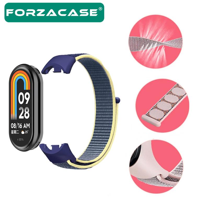 Forzacase%20Xiaomi%20Mi%20Band%209%20için%20Esnek%20Hasır%20Örgü%20Kordon%20Kayış%20-%20FC429