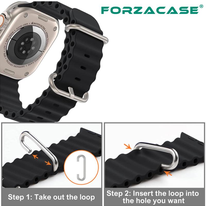 Forzacase%20Apple%20Watch%209%2041mm%20için%20Oluklu%20Ocean%20Silikon%20Kordon%20Kayış%20-%20FC006