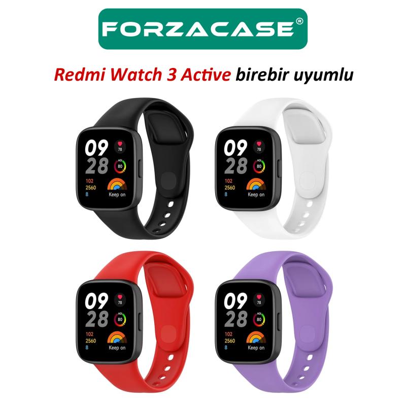 Forzacase%20Xiaomi%20Redmi%20Watch%203%20Active%20ile%20uyumlu%20Silikon%20Kordon%20Kayış%20+%20Ekran%20Koruyucu%20Film%20-%20FC171