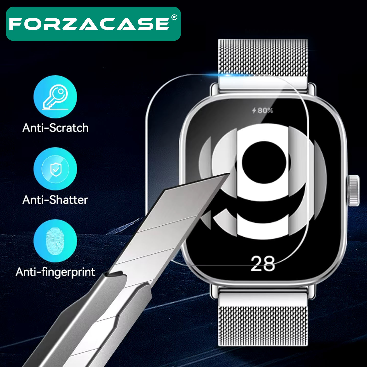 Forzacase%20Xiaomi%20Redmi%20Watch%205%20Active%20ile%20uyumlu%20Temperli%20Kırılmaz%20Cam%20Ekran%20Koruyucu%20-%20FC861