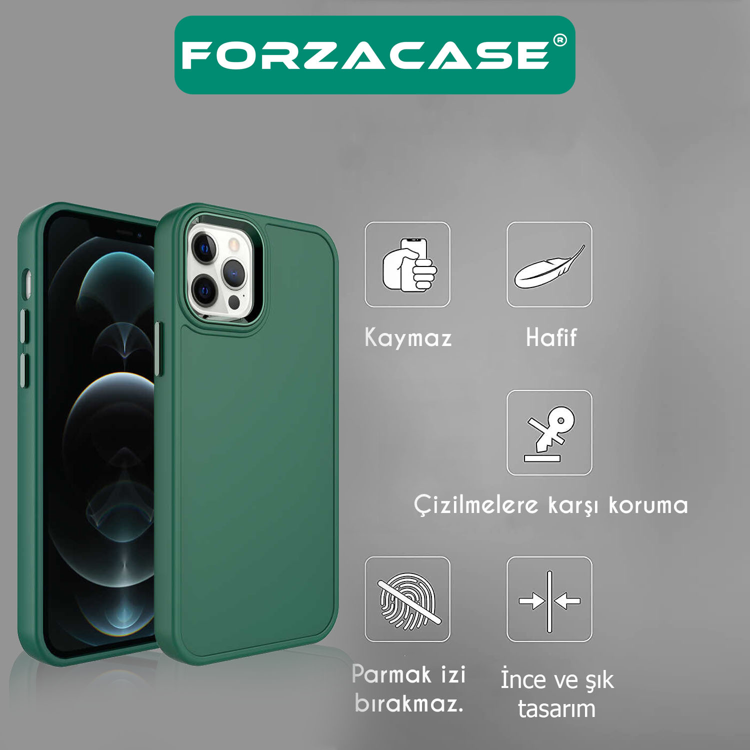 Forzacase%20iPhone%2014%20Pro%20Max%20uyumlu%20Rock%20Serisi%20Metal%20Buton%20ve%20Kamera%20Çerçeveli%20Sert%20Silikon%20Kılıf