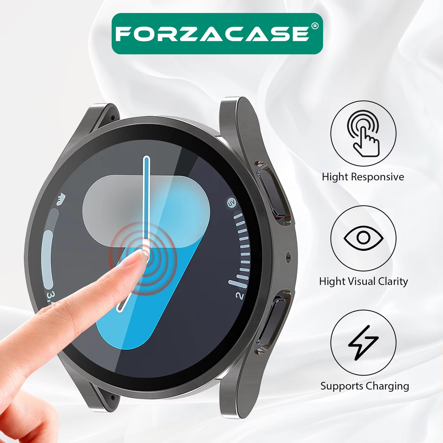 Forzacase%20Samsung%20Galaxy%20Watch%207%2044mm%20ile%20uyumlu%20Önü%20Kapalı%20Ekran%20Korumalı%20Silikon%20Kılıf%20-%20FC010