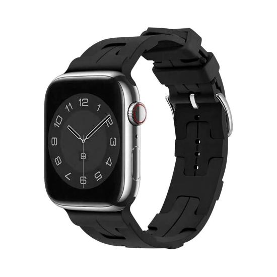 Forzacase Apple Watch 8 45 mm ile uyumlu Hermes Silikon Kordon Kayış - FC379