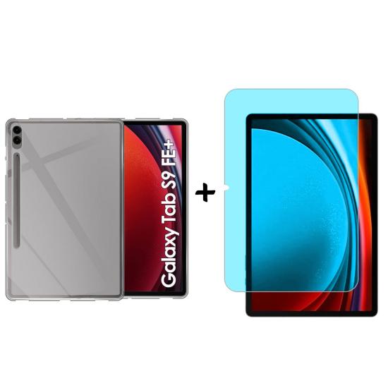 Forzacase Samsung Galaxy Tab S9 FE Plus 12.4’’ için Silikon Kılıf + Nano Esnek Ekran Koruyucu FC013