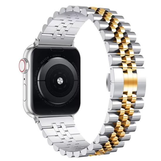 Forzacase Apple Watch 9 45mm ile uyumlu Rolex Tasarım Metal Kordon Kayış - FC878