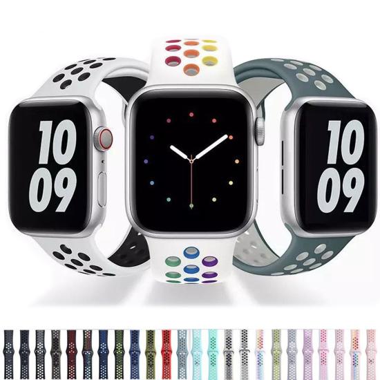 Forzacase Apple Watch 38-40-41 mm Akıllı Saatler için Delikli Sportif Silikon Kordon Kayış - FC008