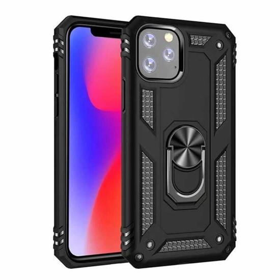 Forzacase iPhone 11 Pro Max ile uyumlu Ares Serisi Yüzük Standlı Armor Sert Plastik Kılıf