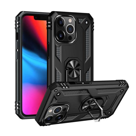 Forzacase iPhone 13 Pro Max ile uyumlu Ares Serisi Yüzük Standlı Armor Sert Plastik Kılıf