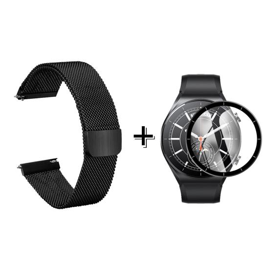 Forzacase Xiaomi Watch S1 için Metal Mıknatıslı Kordon Kayış + Ekran Koruma Filmi - FC096