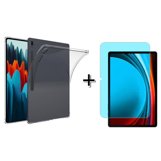 Forzacase Samsung Galaxy Tab S9 FE Plus 12.4 Anti Shock Silikon Kılıf+Nano Ekran Koruma Filmi FC014