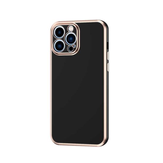 Forzacase iPhone 12 Pro Max uyumlu Luxury Serisi Altın Çerçeveli Silikon Kılıf