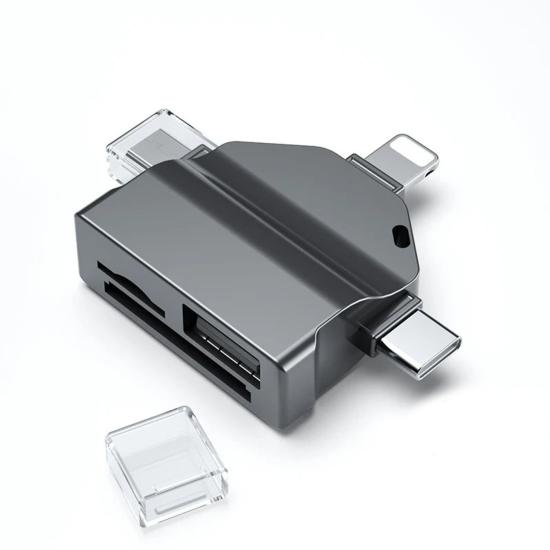 Forzacase Lightning Type-C Micro USB to USB Flash Bellek ve SD / TF Kart Okuyucu Adaptör - FC459