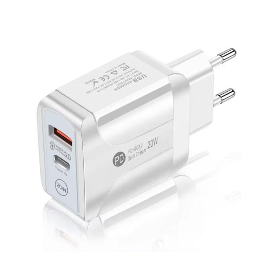 Forzacase Çift Girişli 18W USB-C Güç Adaptörü Apple iOS Android uyumlu PD Adaptör - FC693