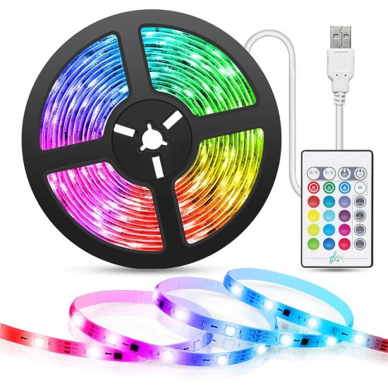 Forzacase USB Uzaktan Kumandalı RGB LED 5 Metre Şerit Gökkuşağı Işık Şeridi Led Işığı - FC724