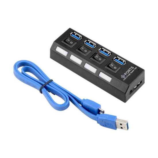 Forzacase Işıklı Düğmeli 4 Port USB 3.0 Port Çoğaltıcı Hub Switch - FC800