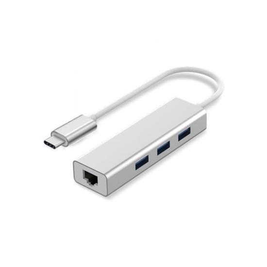 Forzacase Notebook Macbook için Type-C Ethernet 3 Port USB 3.0 Çevirici Hub Adaptör - FC823