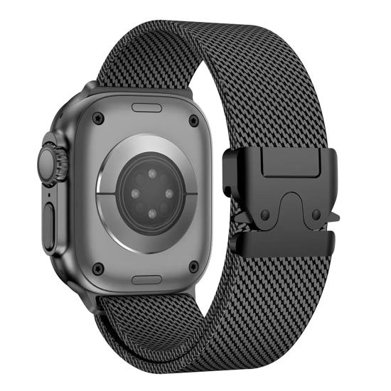 Forzacase Apple Watch Ultra 49mm ile uyumlu Mekanizmalı Metal Hasır Kordon Kayış - FC864