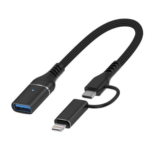 Forzacase 2in1 Multi Giriş Type-C ve Lightning Girişli USB 3.0 OTG Adaptörü - FC899