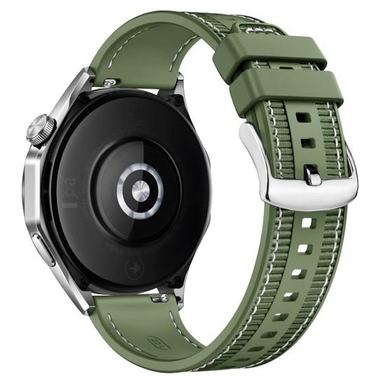 Forzacase Huawei Watch GT2 46 mm ile uyumlu Dikişli Kumaş Görünüm Silikon Kordon Kayış - FC910