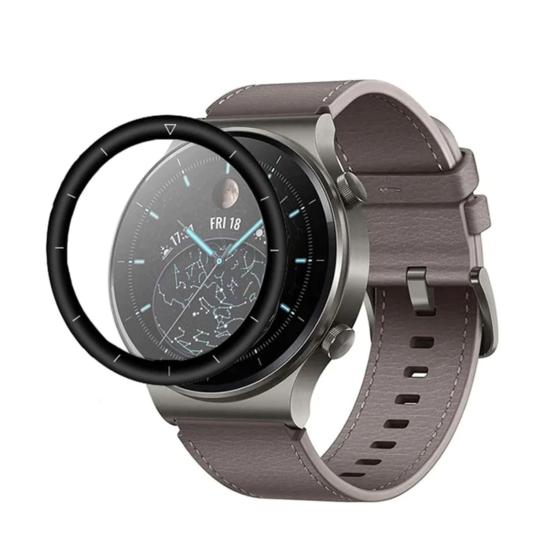 Forzacase Huawei Watch GT 2 Pro 46mm için Çerçeveli Tam Kaplayan 3D Pet Ekran Koruyucu Film - FC016