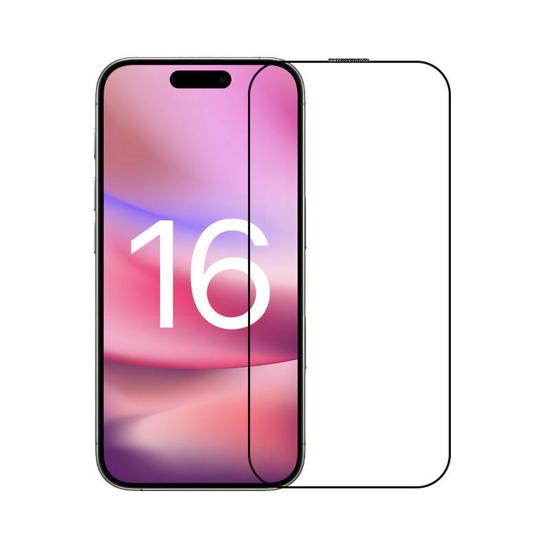 Forzacase iPhone 16 Pro Max uyumlu Çerçeveli Tam Kaplayan Temperli Ekran Koruyucu - FC003