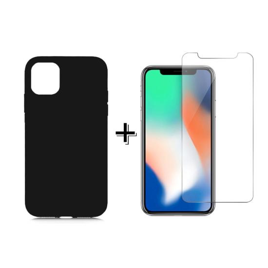 Forzacase iPhone 11 Pro Max Liquid İçi Kadife Lansman Silikon Kılıf + Temperli Cam Ekran Koruyucu