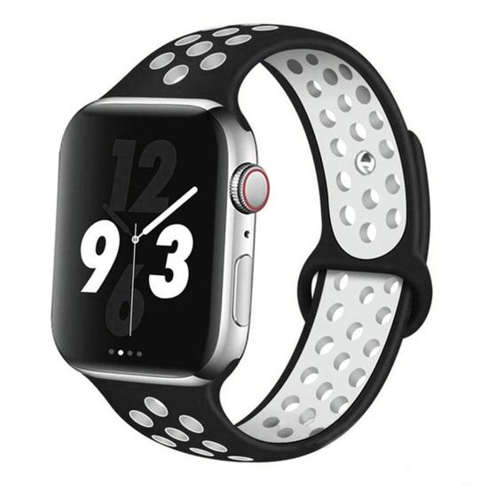 Forzacase Apple Watch 9 41mm için Delikli Sportif Silikon Kordon Kayış - FC008