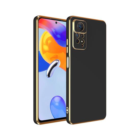 Forzacase Xiaomi Redmi Note 12 Pro 4G uyumlu Luxury Serisi Altın Çerçeveli Silikon Kılıf