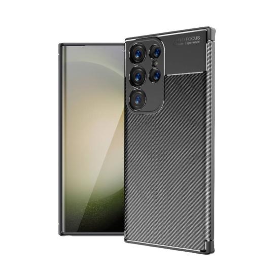 Forzacase Samsung Galaxy S24 Ultra ile uyumlu Onix Serisi Carbon Fieber Silikon Kılıf