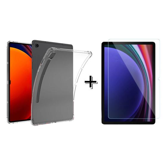 Forzacase Samsung Galaxy Tab S9 FE X510 Anti Shock Silikon Kılıf + Temperli Kırılmaz Cam - FC014