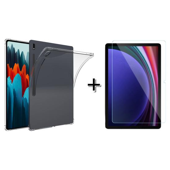 Forzacase Samsung Galaxy Tab S9 Plus 12.4’’Anti Shock Silikon Kılıf + Temperli Kırılmaz Cam - FC014