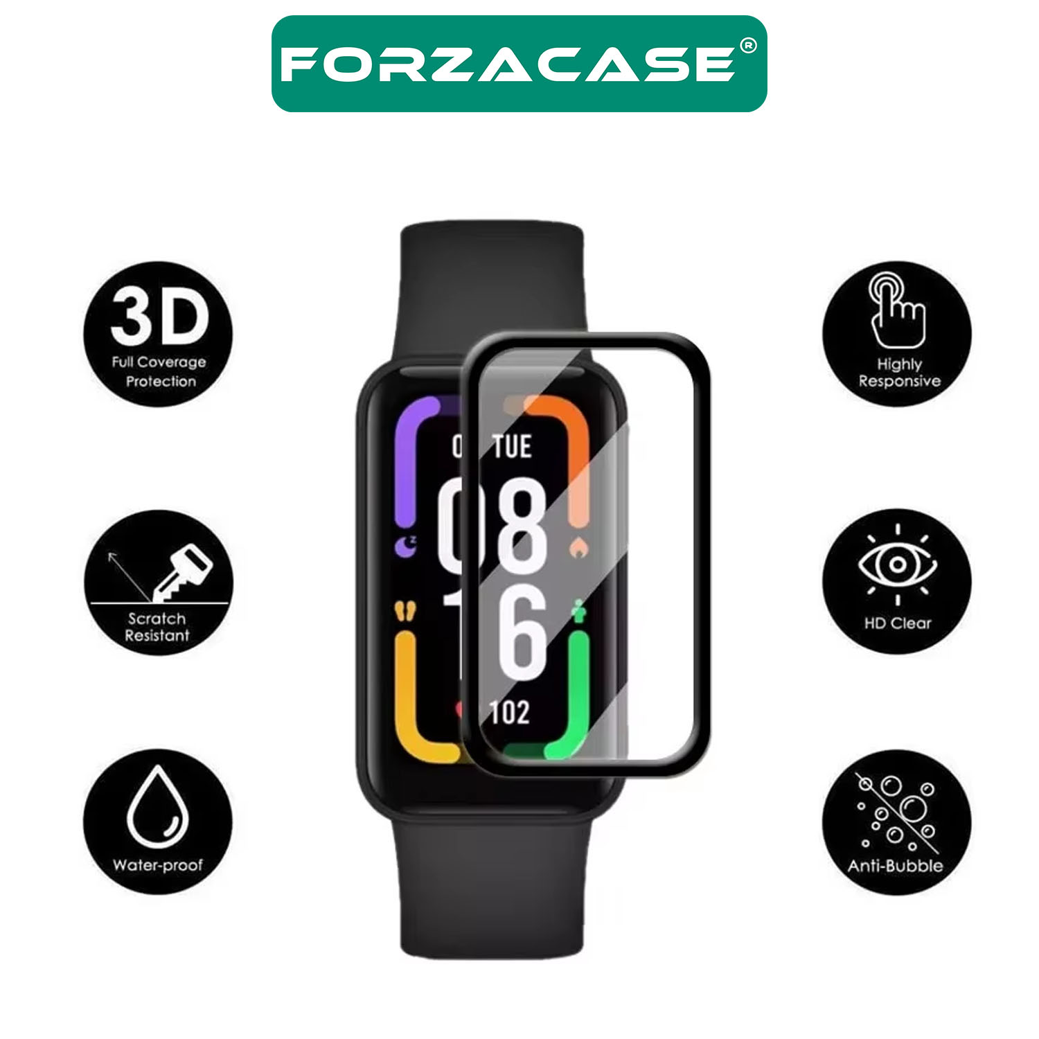 Forzacase%20Xiaomi%20Smart%20Band%209%20Active%20için%20Çerçeveli%20Tam%20Kaplayan%203D%20Pet%20Ekran%20Koruyucu%20Film%20-%20FC016