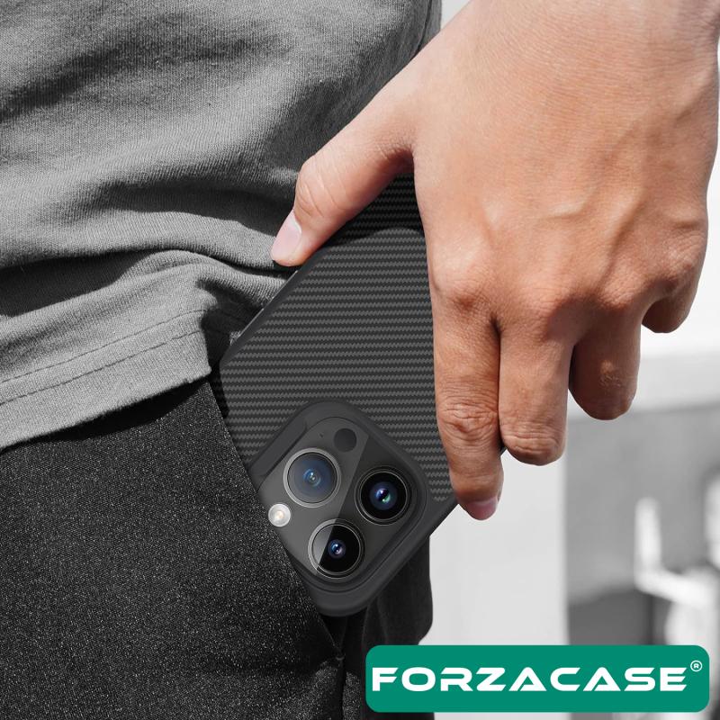 Forzacase%20iPhone%2014%20Pro%20Max%20ile%20uyumlu%20Spectra%20Serisi%20Magsafe%20Özellikli%20Karbon%20Fiber%20Görünümlü%20Kılıf