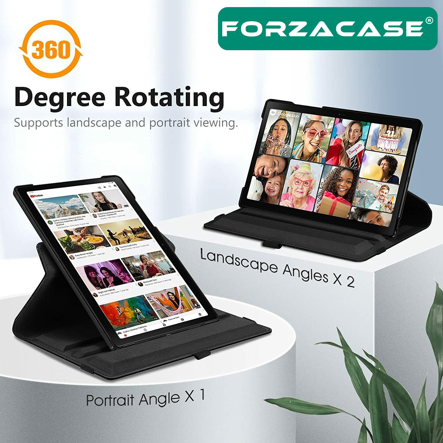 Forzacase%20Samsung%20Tab%20A9%208.7’’%20uyumlu%20360%20Derece%20Döner%20Standlı%20Kılıf%20+%20Temperli%20Kırılmaz%20Cam%20FC012