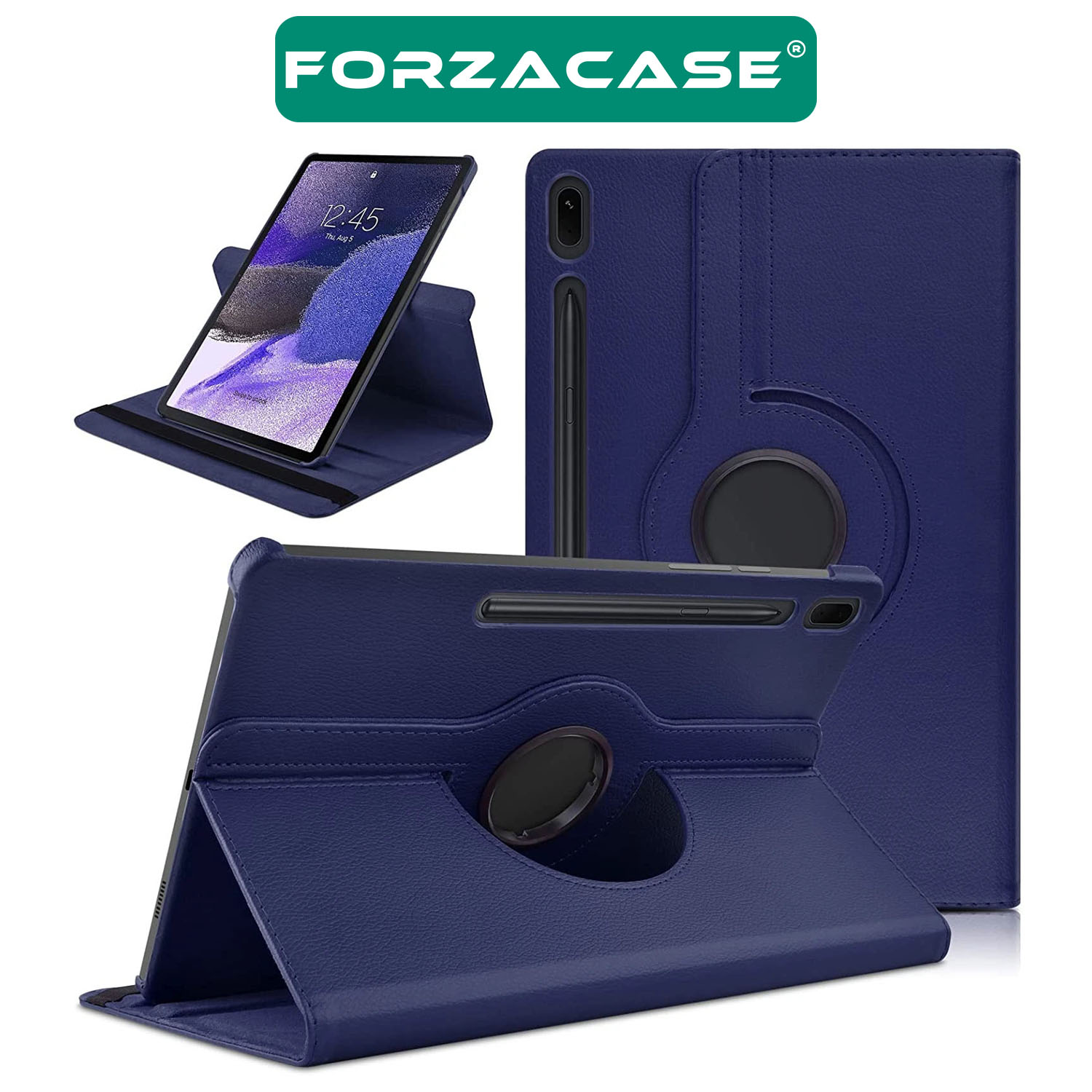 Forzacase%20Samsung%20Tab%20S9%20FE%20ile%20uyumlu%20360%20Derece%20Döner%20Standlı%20Kılıf%20+%20Temperli%20Kırılmaz%20Cam%20FC012