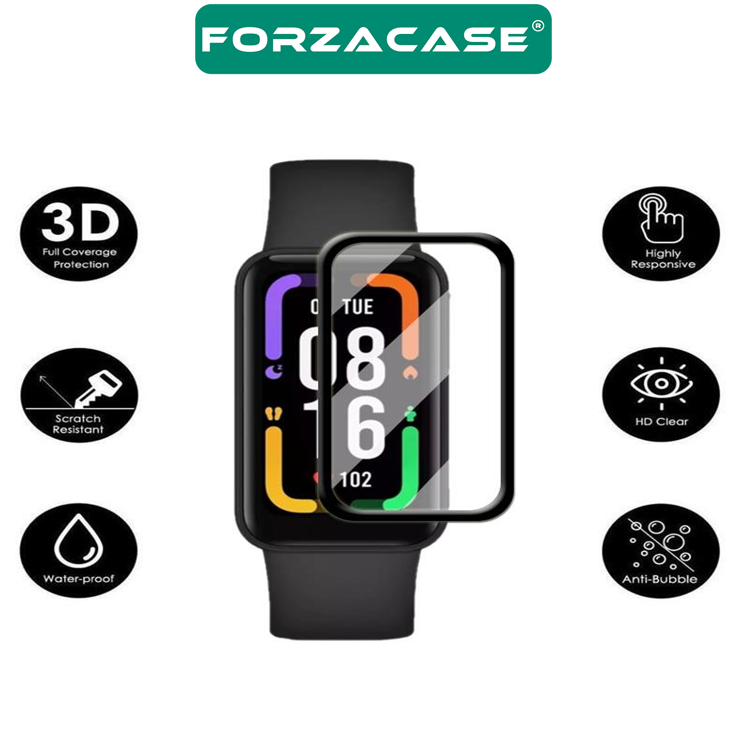 Forzacase%20Xiaomi%20Smart%20Band%208%20Pro%20için%20Çerçeveli%20Tam%20Kaplayan%203D%20Pet%20Ekran%20Koruyucu%20Film%20-%20FC016