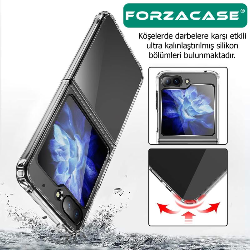 Forzacase%20Samsung%20Galaxy%20Z%20Flip6%20ile%20uyumlu%20Crystal%20Serisi%20Anti%20Shock%20Sert%20Silikon%20Kılıf